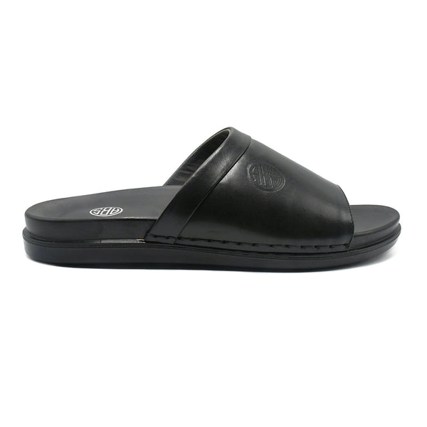 LEATHER SLIPPER - AR-005 BLACK