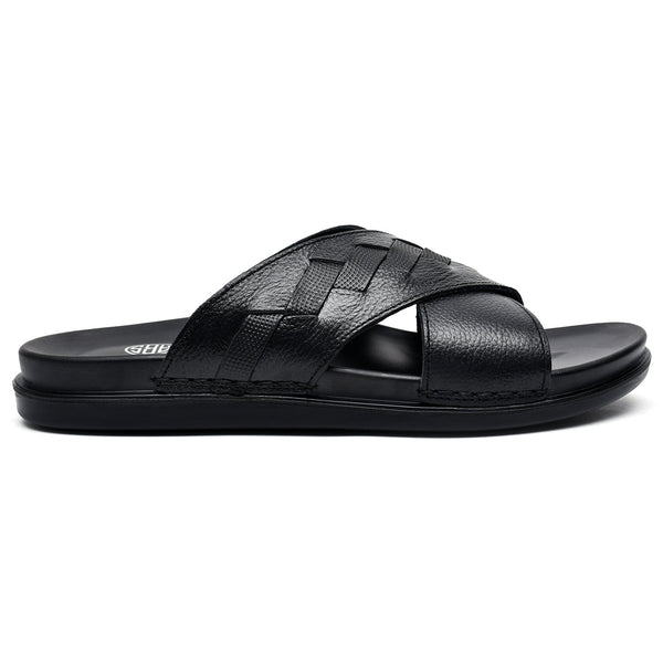 LEATHER SLIPPER - AR-009 BLACK