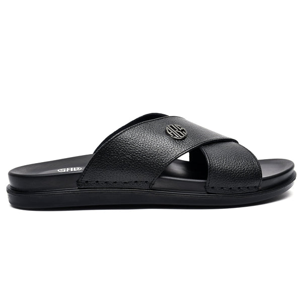 LEATHER SLIPPER - AR-017 BLACK