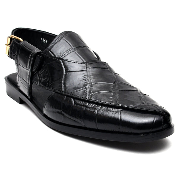 LEATHER PESHAWARI CHAPPAL - P-169 BLACK